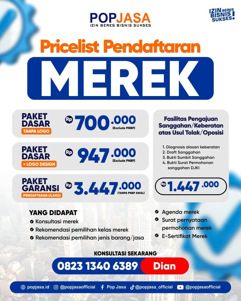 Pricelist Pendaftaran Merek